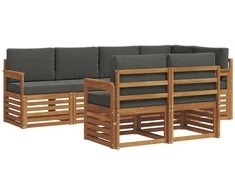 Lauko baldų komplektas Sekcijos sofų komplektas 7 pcs Natūralus ir antracitas