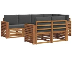 Sekcijos sofų komplektas 7 pcs Natūralus ir antracitas