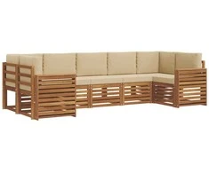 Sekcijos sofų komplektas su pagalve 7 pcs Natūralus ir bežinis