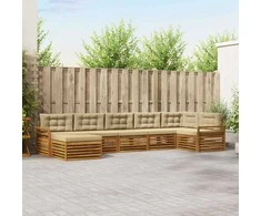 Lauko baldų komplektas Lauko sofos komplektas su pagalve 7 pcs Natūralus ir bežinis