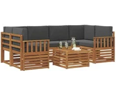 Lauko sofos komplektas su pagalve 7 pcs Natūralus ir antracitas