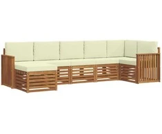 Sekcijos sofų komplektas 7 pcs Natūralus ir grietinėlė