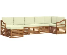 Sekcijos sofų komplektas 7 pcs Natūralus ir grietinėlė
