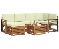 Sekcijos sofų komplektas 7 pcs Natūralus ir grietinėlė