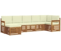 Sekcijos sofų komplektas 7 pcs Natūralus ir grietinėlė