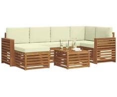Sekcijos sofų komplektas 7 pcs Natūralus ir grietinėlė