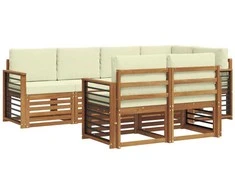Sekcijos sofų komplektas 7 pcs Natūralus ir grietinėlė