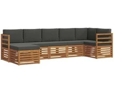 Sekcijos sofų komplektas 7 pcs Natūralus ir antracitas
