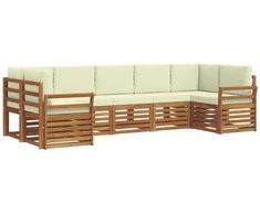 Sekcijos sofų komplektas 7 pcs Natūralus ir grietinėlė