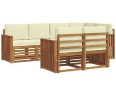 Sekcijos sofų komplektas 7 pcs Natūralus ir grietinėlė