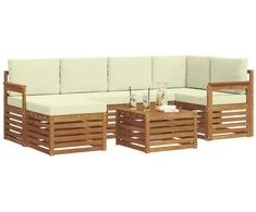 Sekcijos sofų komplektas 7 pcs Natūralus ir grietinėlė