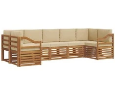Sekcijos sofų komplektas su pagalve 7 pcs Natūralus ir bežinis