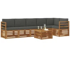 Lauko baldų komplektas Sekcijos sofų komplektas 7 pcs Natūralus ir antracitas