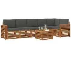 Sekcijos sofų komplektas 7 pcs Natūralus ir antracitas