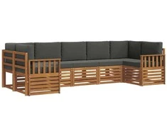 Sekcijos sofų komplektas 7 pcs Natūralus ir antracitas
