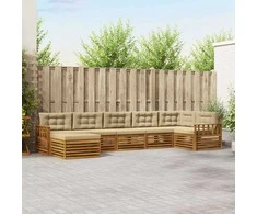 Sofa Lauko sofos komplektas su pagalve 7 pcs Natūralus ir bežinis