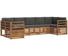 Sekcijos sofų komplektas 7 pcs Natūralus ir antracitas