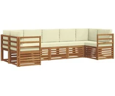 Lauko sofos komplektas 7 pcs Natūralus ir grietinėlė