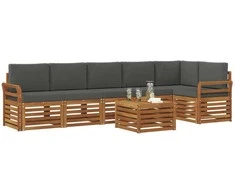 Lauko baldų komplektas Sekcijos sofų komplektas 7 pcs Natūralus ir antracitas