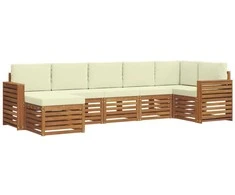 Sekcijos sofų komplektas 7 pcs Natūralus ir grietinėlė