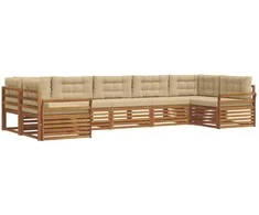 Lauko sofos komplektas su pagalve 7 pcs Natūralus ir bežinis