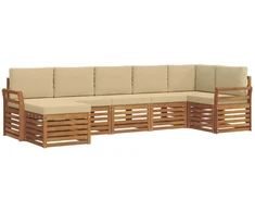 Sekcijos sofų komplektas su pagalve 7 pcs Natūralus ir bežinis