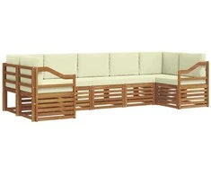 Sekcijos sofų komplektas 7 pcs Natūralus ir grietinėlė