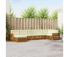 Sofa Lauko sofos komplektas su pagalve 7 pcs Natūralus ir grietinėlė