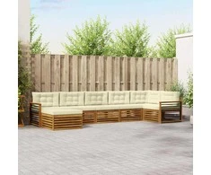 Sofa Lauko sofos komplektas su pagalve 7 pcs Natūralus ir grietinėlė