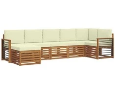 Sekcijos sofų komplektas 7 pcs Natūralus ir grietinėlė