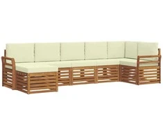 Sekcijos sofų komplektas 7 pcs Natūralus ir grietinėlė
