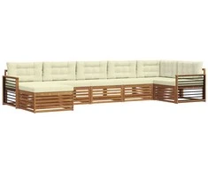 Sofa Lauko sofos komplektas su pagalve 7 pcs Natūralus ir grietinėlė