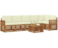 Sekcijos sofų komplektas 7 pcs Natūralus ir grietinėlė