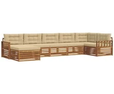 Sofa Lauko sofos komplektas su pagalve 7 pcs Natūralus ir bežinis