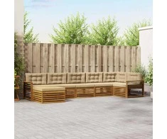 Lauko sofos komplektas su pagalve 7 pcs Natūralus ir bežinis