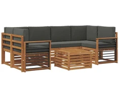 Lauko sofos komplektas 7 vnt. Natūralus ir antracitas
