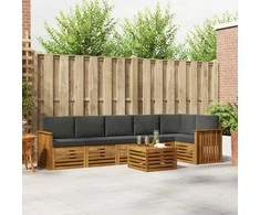 Lauko baldų komplektas Sekcijos sofų komplektas 7 pcs Natūralus ir antracitas