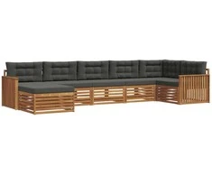 Sofa Lauko sofos komplektas su pagalve 7 pcs Natūralus ir antracitas