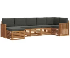 Sekcijos sofų komplektas 7 pcs Natūralus ir antracitas