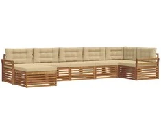 Lauko baldų komplektas Lauko sofos komplektas su pagalve 7 pcs Natūralus ir bežinis