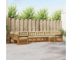 Lauko baldų komplektas Lauko sofos komplektas su pagalve 7 pcs Natūralus ir bežinis