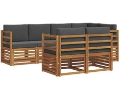 Sekcijos sofų komplektas 7 pcs Natūralus ir antracitas