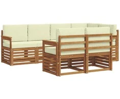 Sekcijos sofų komplektas 7 pcs Natūralus ir grietinėlė