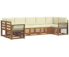 Sekcijos sofų komplektas 7 pcs Natūralus ir grietinėlė