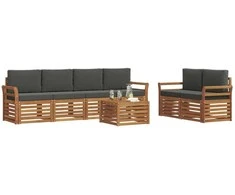 Lauko sofos komplektas su pagalve 7 pcs Natūralus ir antracitas