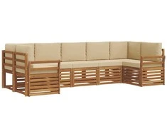 Sekcijos sofų komplektas su pagalve 7 pcs Natūralus ir bežinis