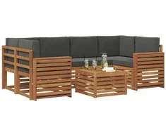 Lauko sofos komplektas su pagalve 7 pcs Natūralus ir antracitas
