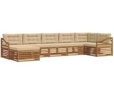 Sofa Lauko sofos komplektas su pagalve 7 pcs Natūralus ir bežinis