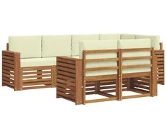 Sekcijos sofų komplektas 7 pcs Natūralus ir grietinėlė