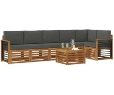 Lauko baldų komplektas Sekcijos sofų komplektas 7 pcs Natūralus ir antracitas
